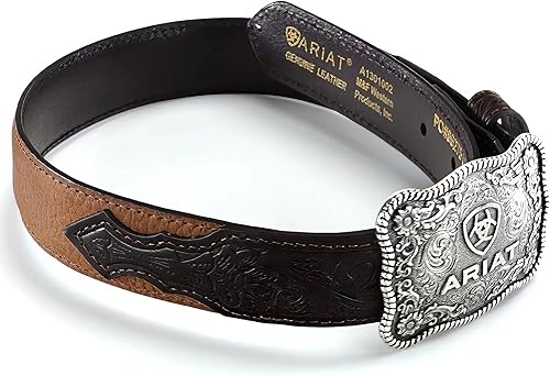 Miniatura 5 de ARIAT Cinturón rectangular en relieve con hebilla y borde de cuerda para niño (niños pequeñosniños grandes)