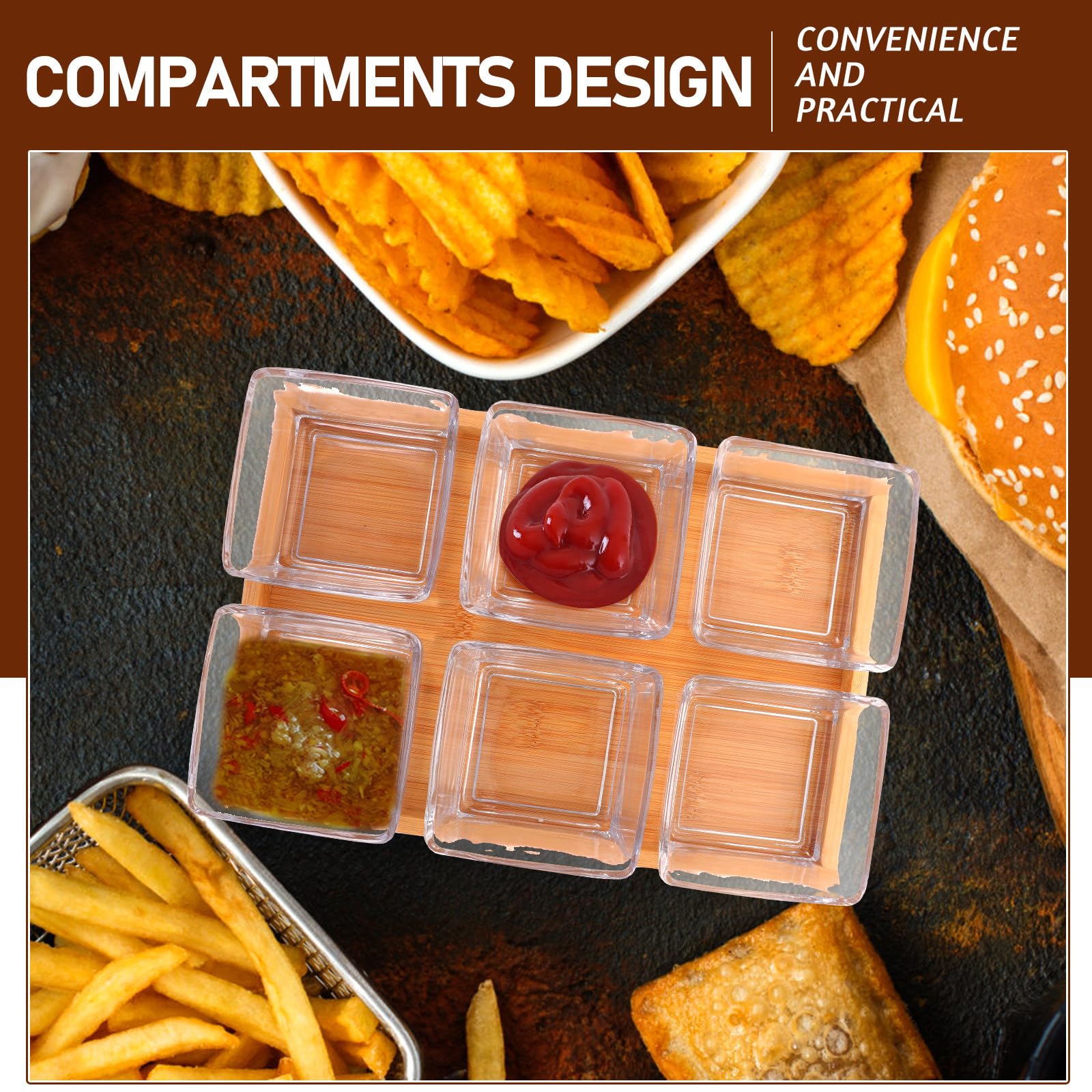 SOLUSTRE Plateau à Collation Compartimenté 6 Pièces et Verre