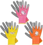 WAWSAM Gants de jardinage pour enfants 3 Gants de travail en caoutchouc, Gants Jardinage, Taille pour les garçons et les filles 3-7 ans