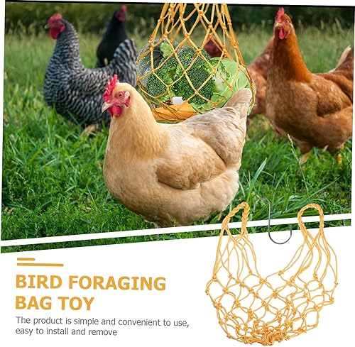 Miniatura 9 de Mipcase Red de alimentación para loros, alimentador de frutas, bolsas de malla para juguetes, juguetes de loro, juguete de forraje, pollo,