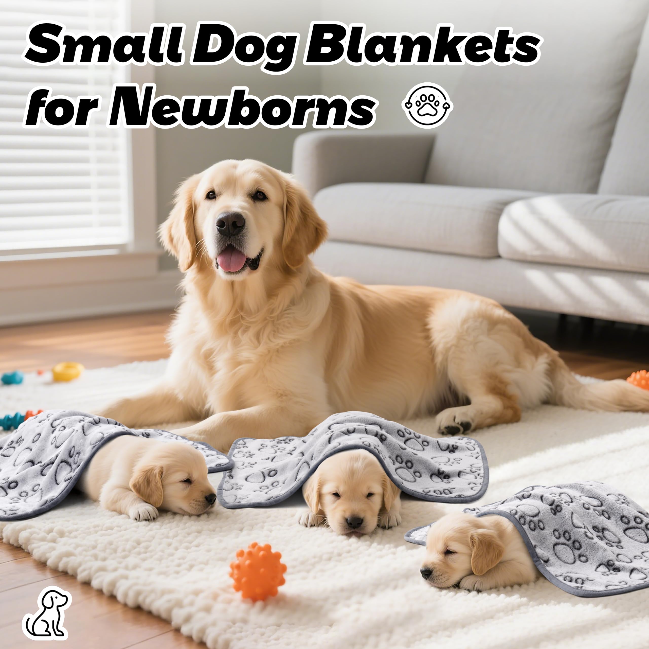 Stuffed® 3 Mantas Suaves Perros pequeños, Manta calmante Lavable para protección de jaulas, Regalos Esenciales para Perros, Cachorros, Gatitos, 24 x 16 Pulgadas, Gris