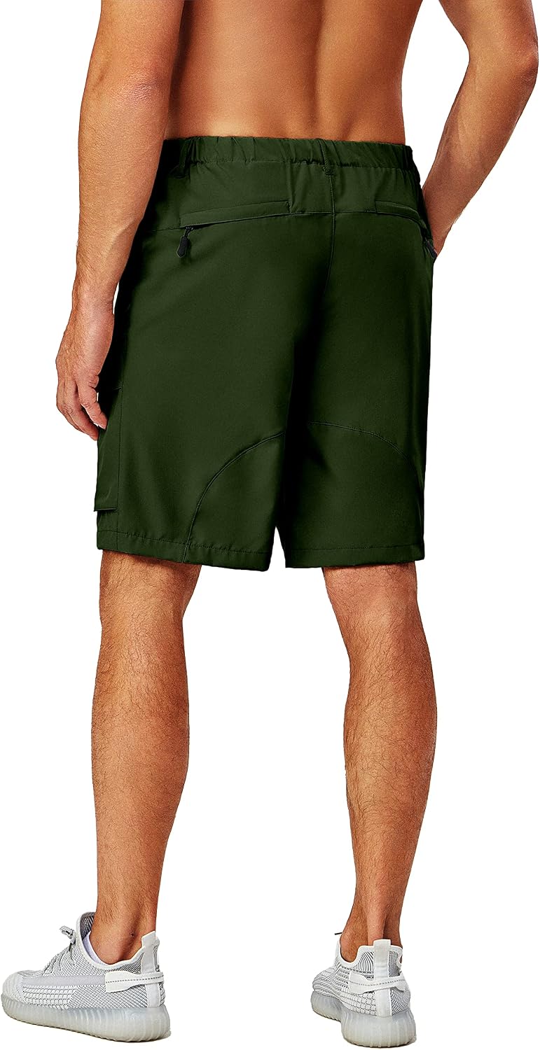 Little Donkey Andy Men's Stretch Quick Dry Cargo Shorts for Hiking, Camping, Travel Army Green Size M