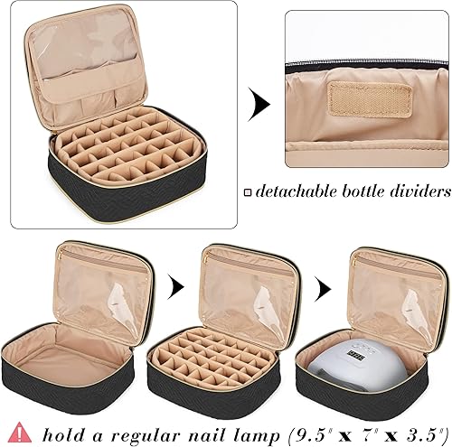 Vista 17 de LUXJA Organizador de esmalte de uñas desmontable de 2 capas, 60 botellas, Rosa pálido