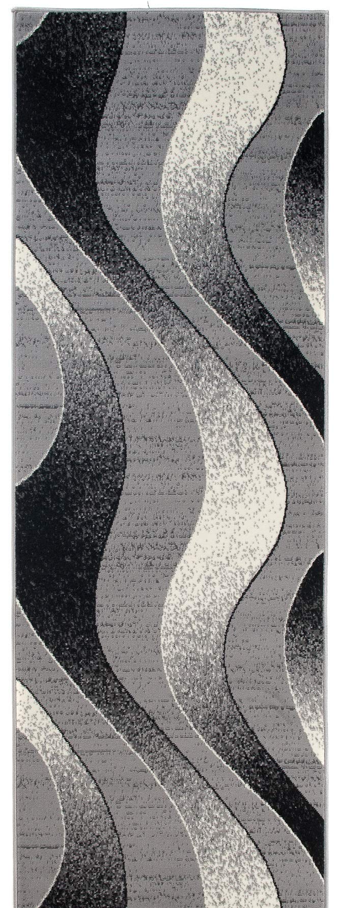 Tapiso Dream chodnik na korytarz, nowoczesny pasek, w paski, jasnoszary, kremowy, czarny, do salonu, kuchni, Ökotex 140 x 250 cm