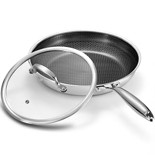 Stainless Steel Non Stick Frying Pan with Lid - PFOA Free - Amazon product rated Grade A