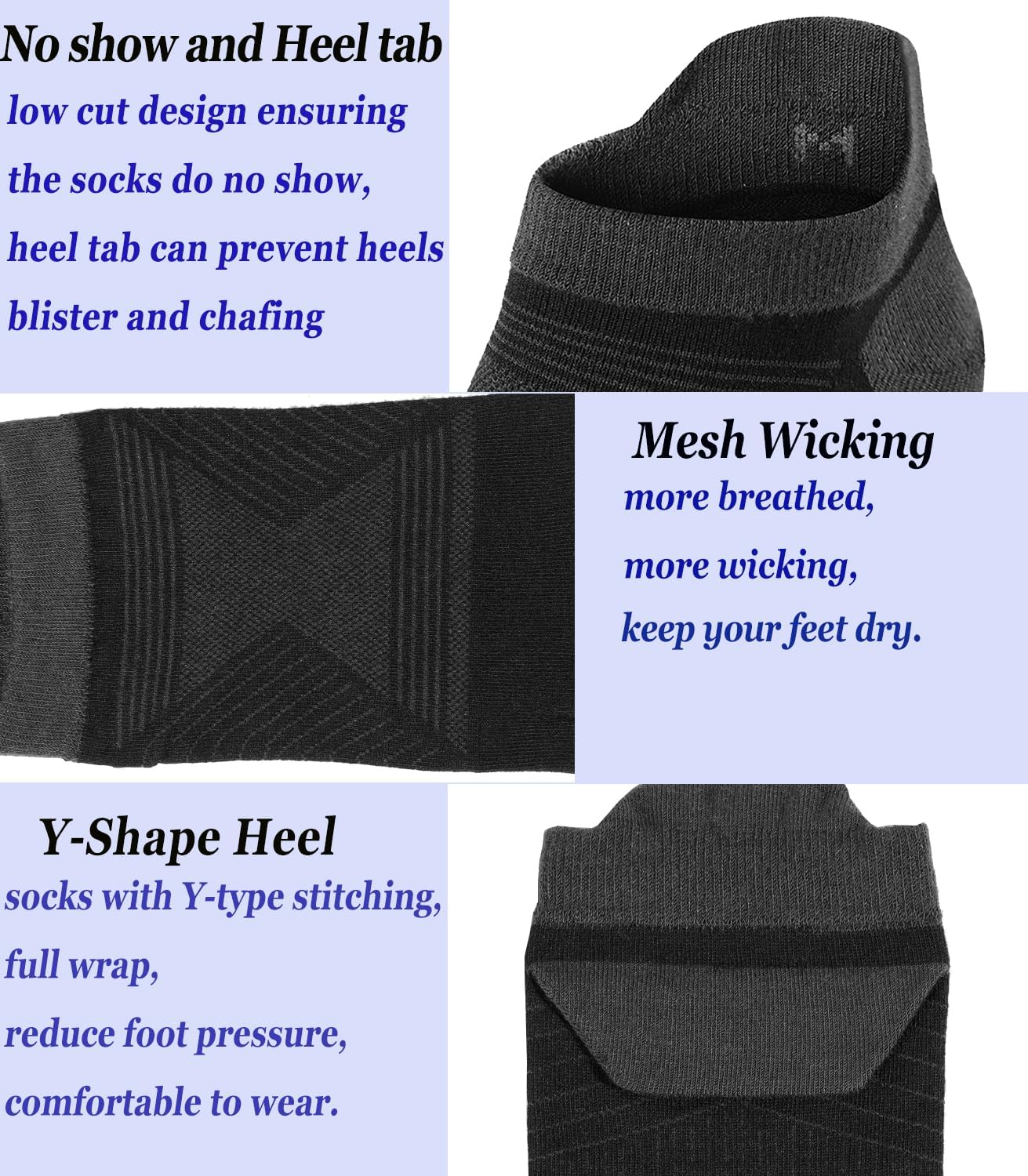 Coolmax Toe Socks for Women and Men No Show Low Cut High Performance 5 Finger Running Socks Athletic Wicking 3 Pack