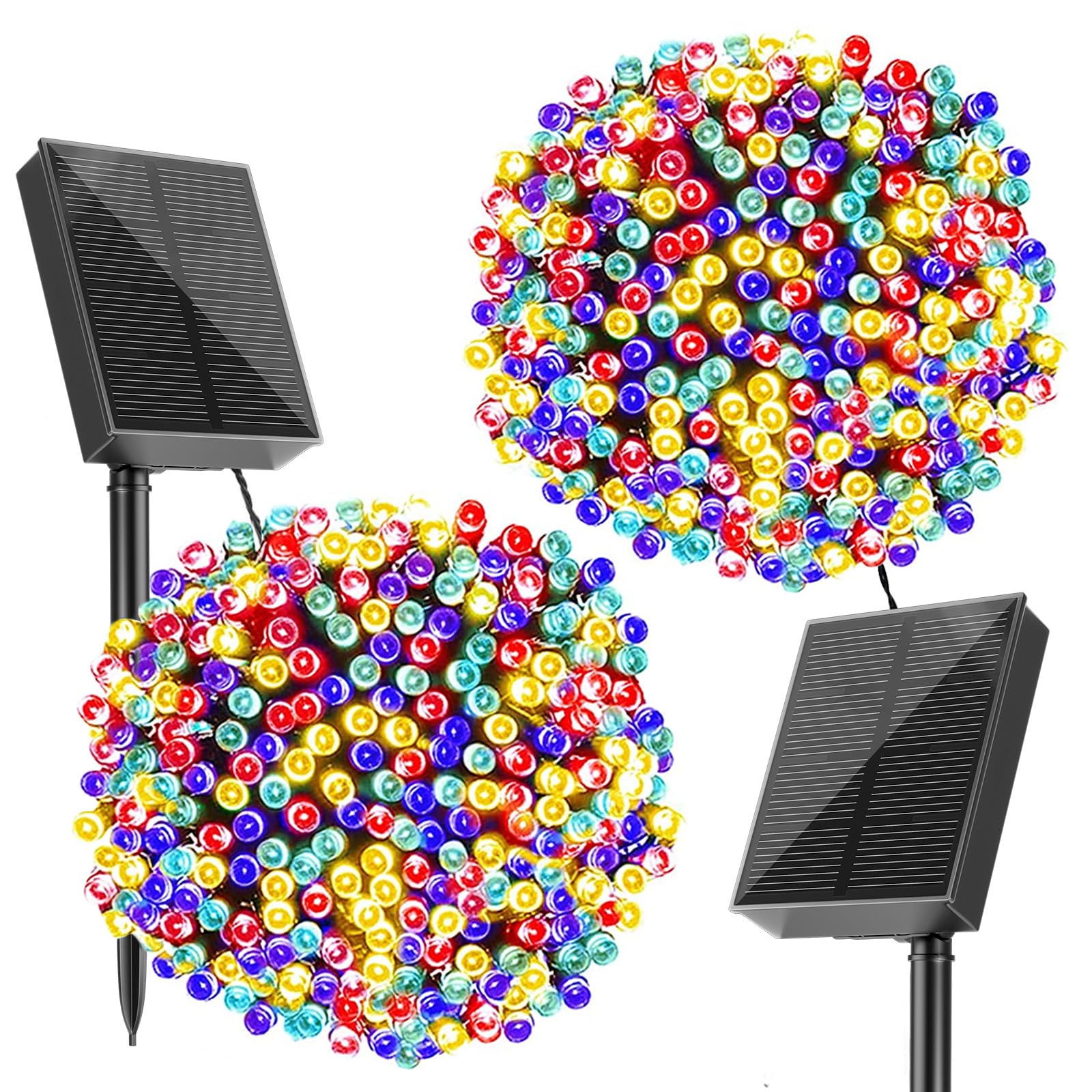 SOLARBABY 2 Pezzi Catena di Luci Solari per Esterni, Catena Luminosa Esterno Solare, 20M 200LED Luci Solari da Giardino 8 Modalità Luce Esterno Decorazioni per Giardino,Natale,Matrimonio-Colorato