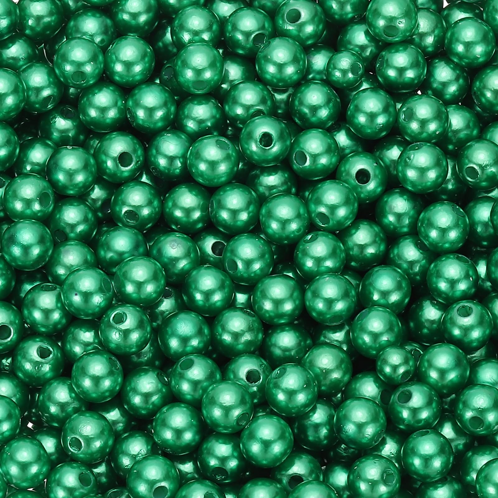PATIKIL 6mm Round Shiny Pearl Beads, 2200 Pcs Faux Pearls Loose Beads with Hole for Cosmetic Boxes DIY Parts Jewelry Making Wedding Birthday Party Home Decorating, Dark Green