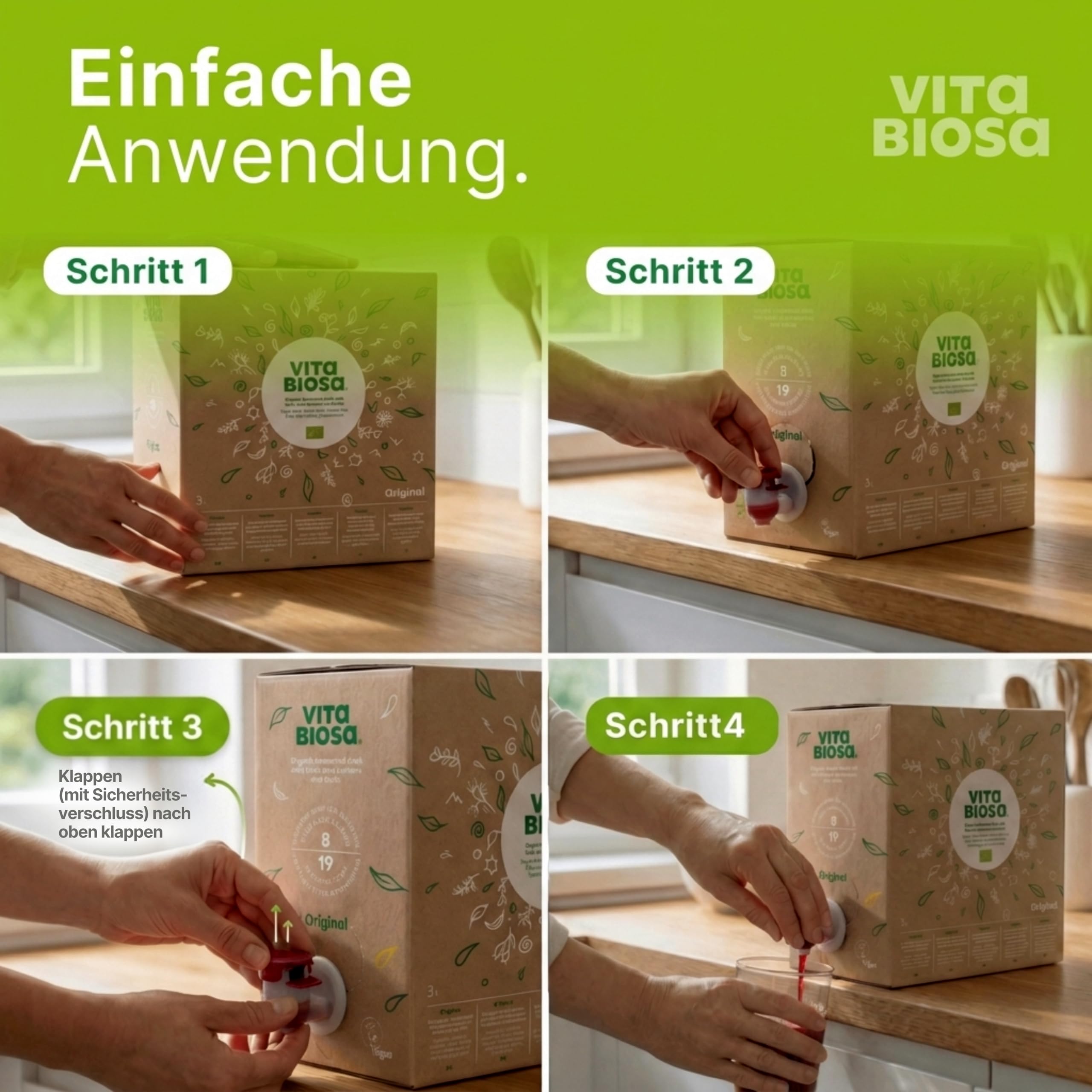 Vita Biosa Original 3 L Bag-in-Box – Bio Kräuterfermentgetränk mit Milchsäurekulturen – vegan, zuckerfrei & laktosefrei – Fermentdrink aus 19 Kräutern – Großpackung für Familie & Kur