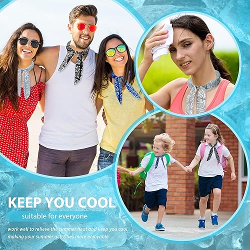 Vista 5 de Silkfly 24 Pcs Cooling Neck Wraps Cooling Bandana Headbands Ice Cooler Scarf for Men Women Neck Bandanas for Summer Heat