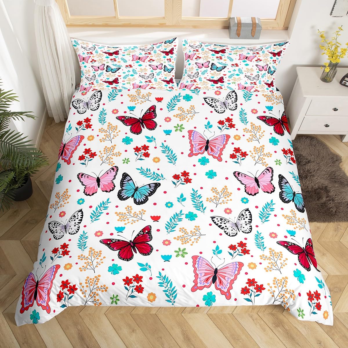 Parure de lit papillon de dessins animés respirante et douce pour un sommeil serein