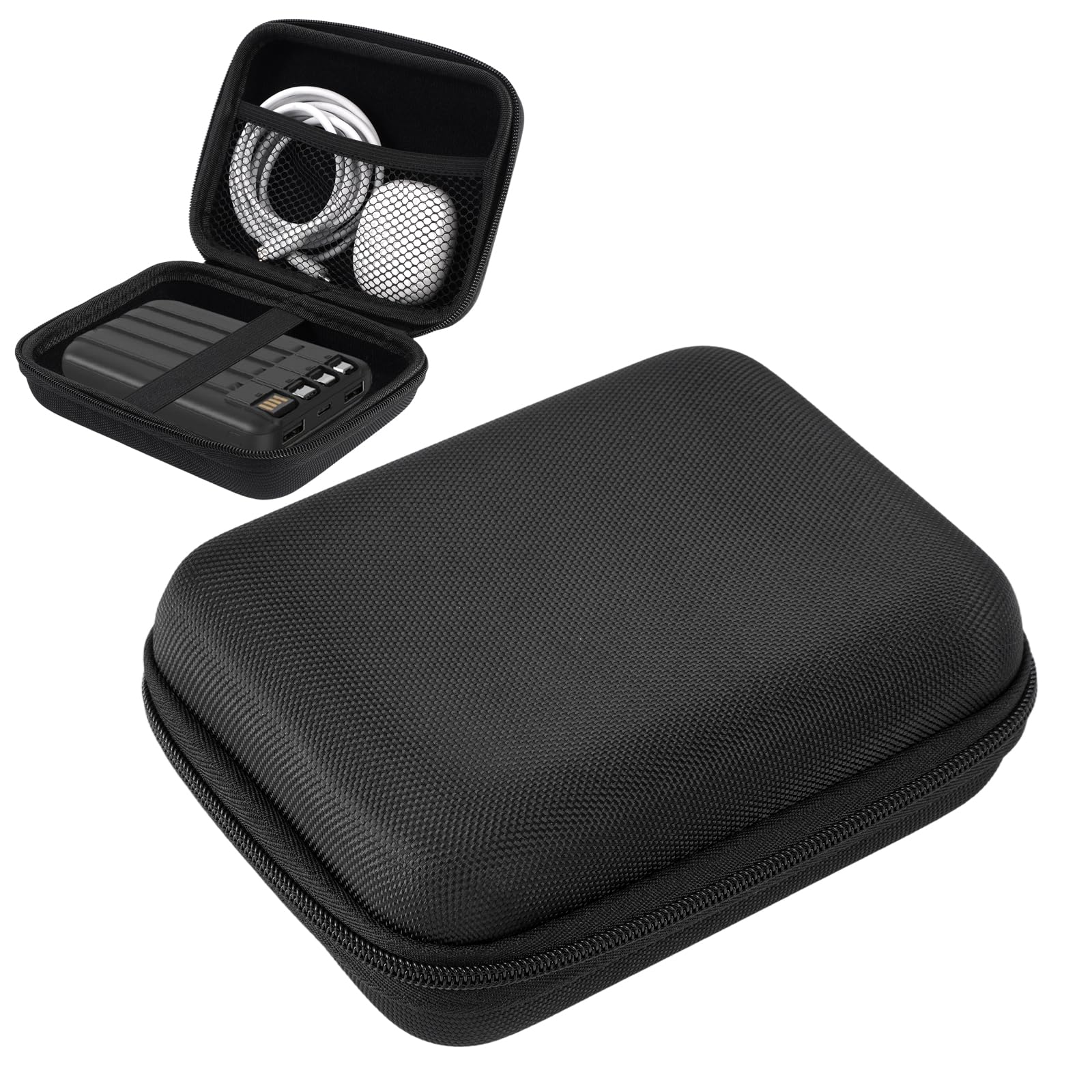 Rigid Tech Pouch Étui Rigide Imperméable pour Câble USB Chargeur 16x12x6 cm Noir