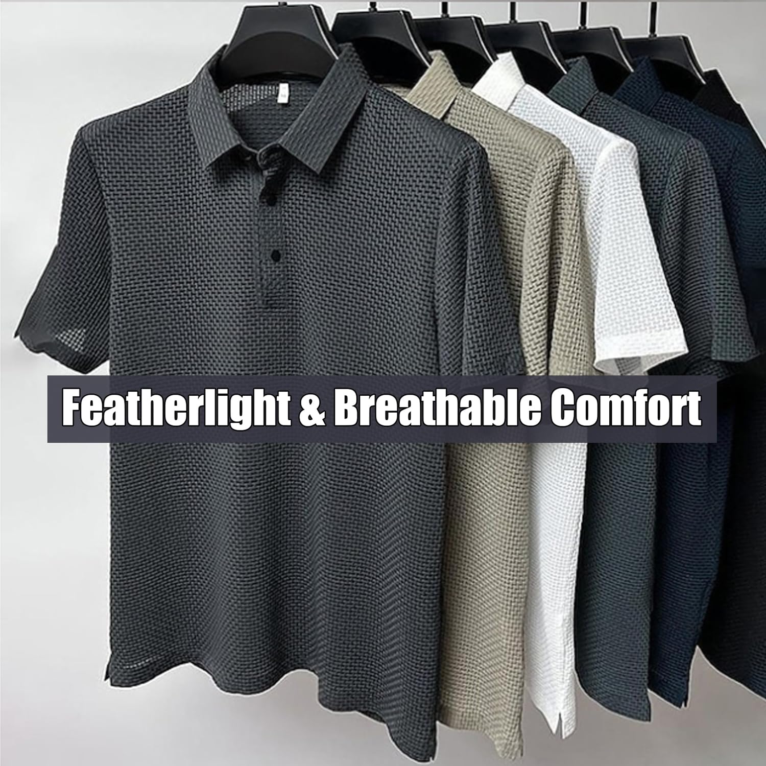 Shirts for Men,Polo Shirt,Ultra Comfortable Textured Breathable Refreshing Silky
