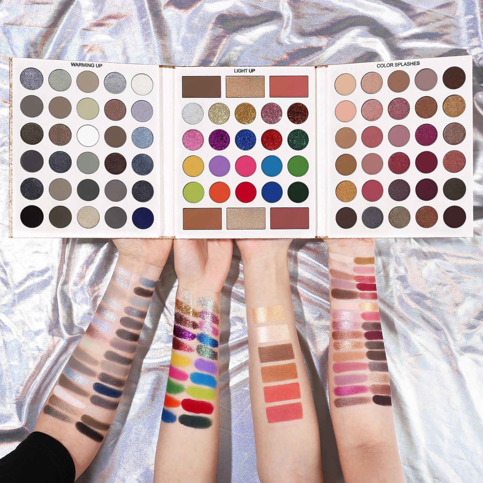 Black Grey Eyeshadow Makeup Palette + 15 Brushes Set, 86 Colors Matte Glitter Highly Pigmented Long Lasting Eye shadow, Blush - Image 2