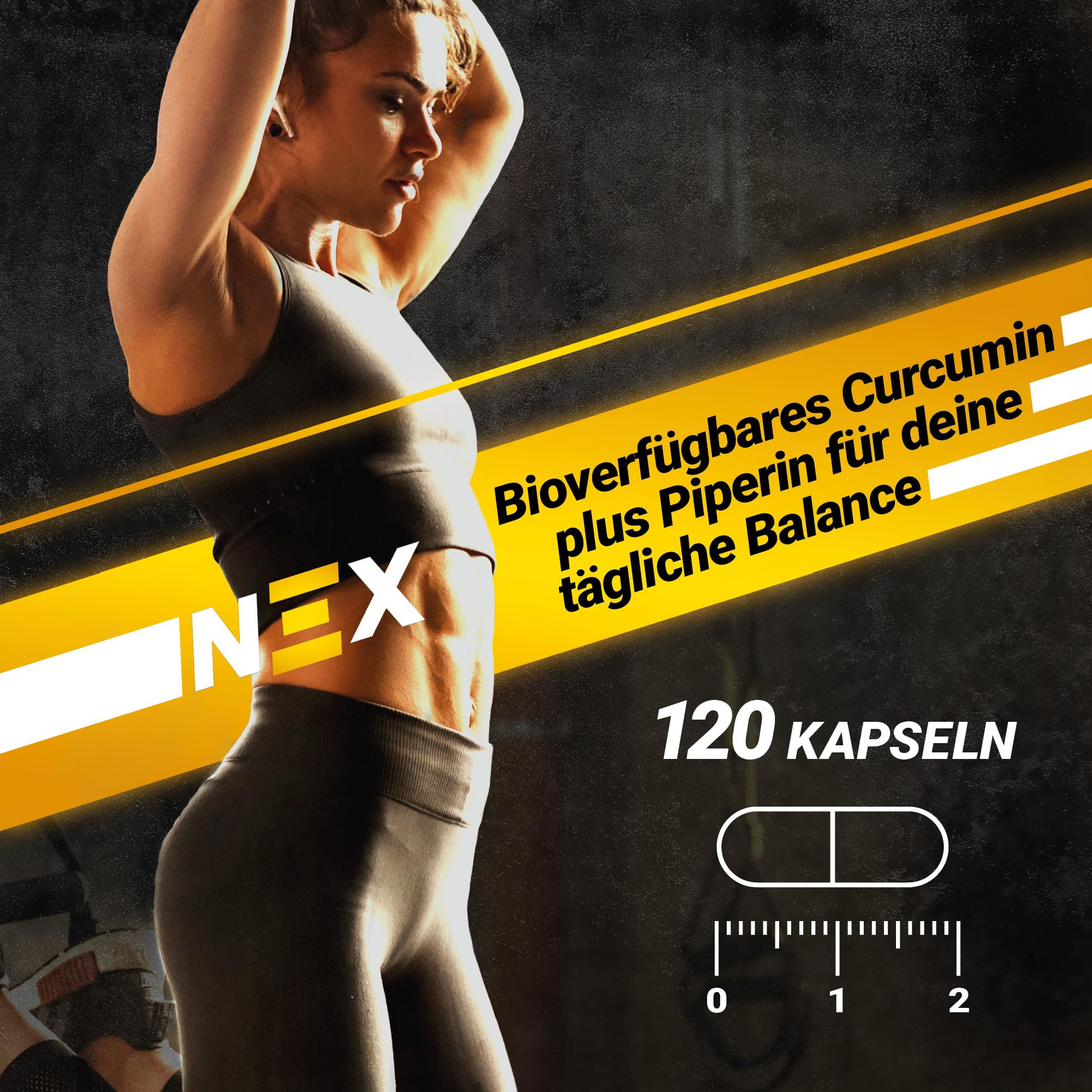 NEX Curcuma Pro Kapseln | 180 mg Curcuminoide aus Curcumaextrakt mit 2 mg Piperin | hochkonzentrierter Pflanzenstoff | vegan, rein & ohne Zusatzstoffe | ideal für tägliche Anwendung | 120 Kapseln (3)