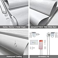 Vista 3 de Homebox - Persianas enrollables 100 % opacas de tela jacquard a rayas, con aislamiento térmico, impermeable, protección UV, con cadena