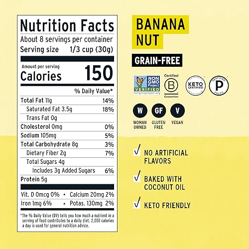 Miniatura 2 de Purely Elizabeth, mantequilla de nuez de plátano, granola Keto, sin granos (3 unidades, bolsas de 8 onzas)