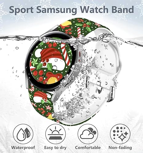 Vista 180 de Correas de reloj navideñas compatibles con Samsung Galaxy Watch de 1.575 pulgadas, 1.732 pulgadas, 0.787 pulgadas, correa de silicona de repuesto