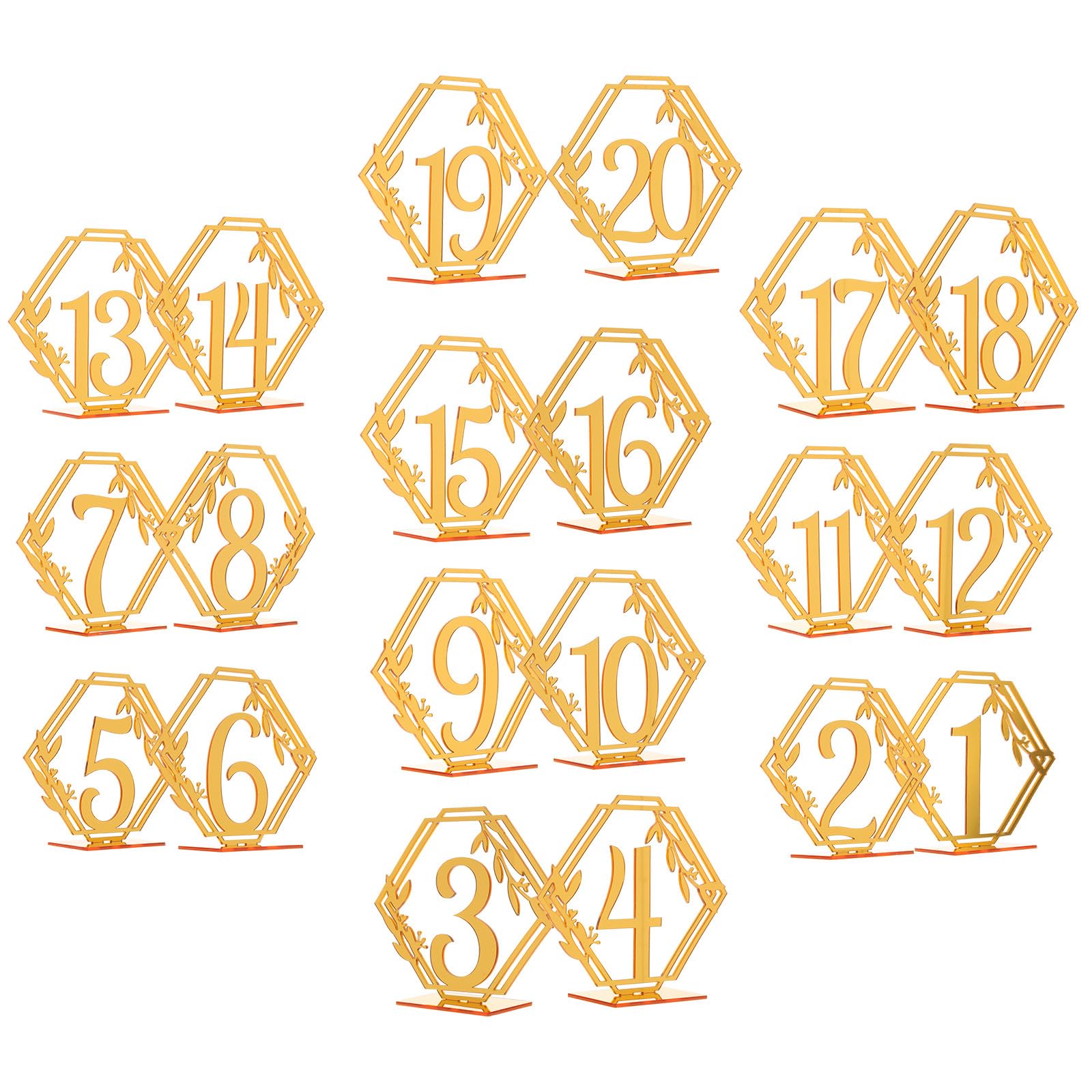 Numéros de table mariage acrylique or double face incassable et réutilisable - 8