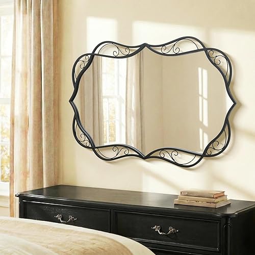 Besdomus Espejo de baño negro moderno: espejos de baño grandes de 24 x 36 pulgadas para colgar sobre el fregadero, colgante vertical u horizontal,