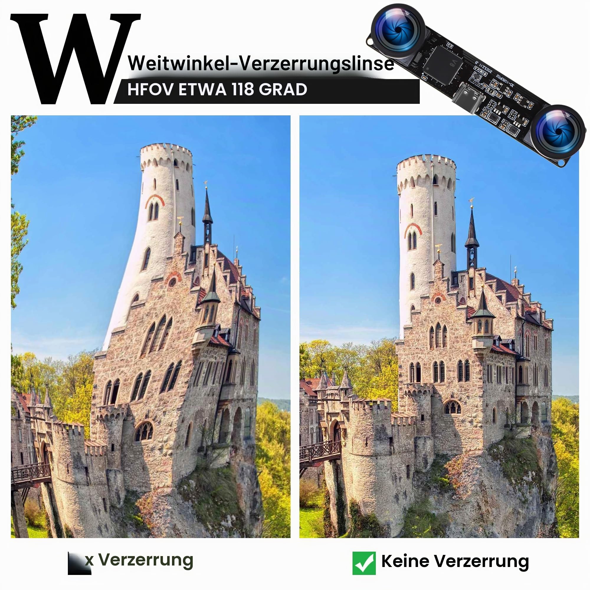 ELP USB Kamera 60fps 4MP Synchronisation Dual Objektiv USB Kamera mit 120 Grad Objektiv ohne Verzerrung 1080P Hochgeschwindigkeits 3D Stereo PC Computerkamera für die biometrische VR-Erkennung
