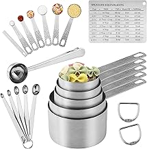 Kalsreui Measuring Cups, Measuring Cups and Spoons Set, 6 Measuring Spoons Set and 5 Measuring Cup Set, Stainless Steel Measuring Cups, Metal Measuring Cups, Mini Teaspoon Measuring Spoons Equivalents