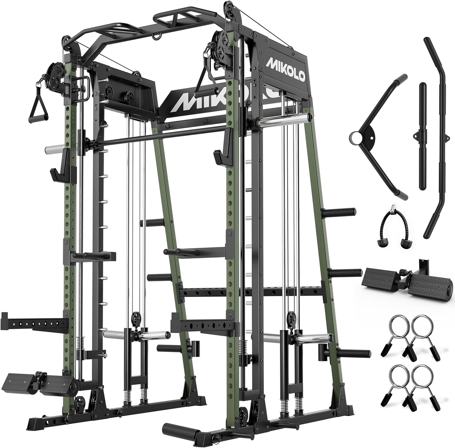 Mikolo M4 2.0 Smith Machine | 2200lb All-in-One Power Cage with LAT Pull Down & Cable Crossover