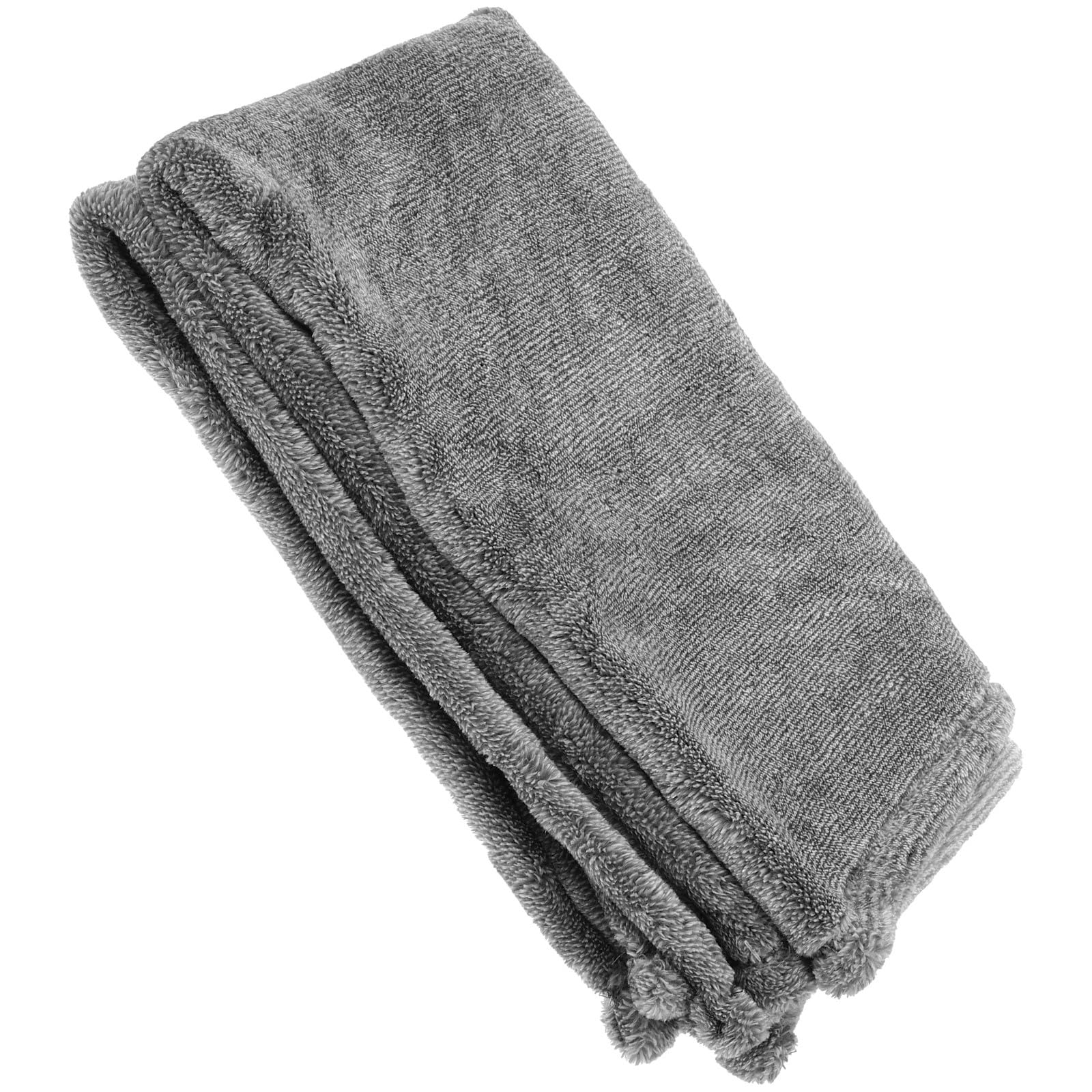 Manta cómoda gris de felpa doble faz con textura premium para el descanso en casa