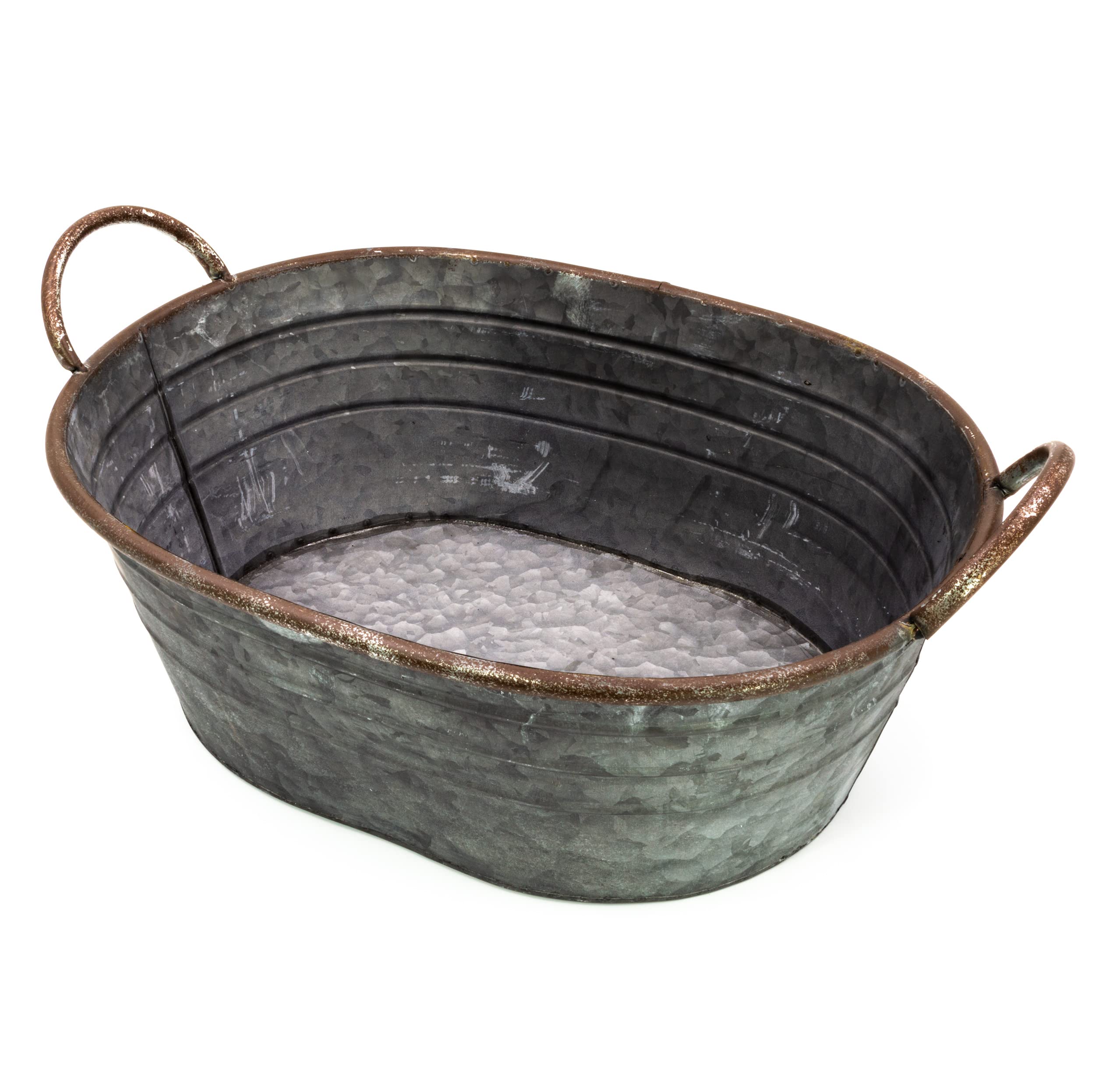 Vasca zincata – Ciotola per piantare – Decorazione da giardino per esterni – Decorazione per matrimoni – Vaso da fiori – Grande fioriera (44 cm)