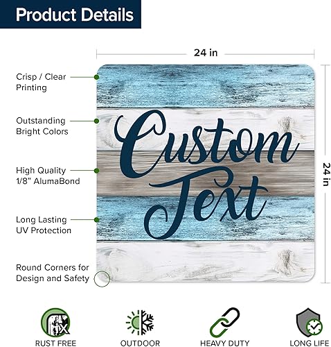 Miniatura 1306 de My Sign Center - Letrero personalizado, 11 colores de fuente, 13 estilos de fuente, 4 opciones de agujero, 22 tamaños, 8 x 32 pulgadas, sin óxido,