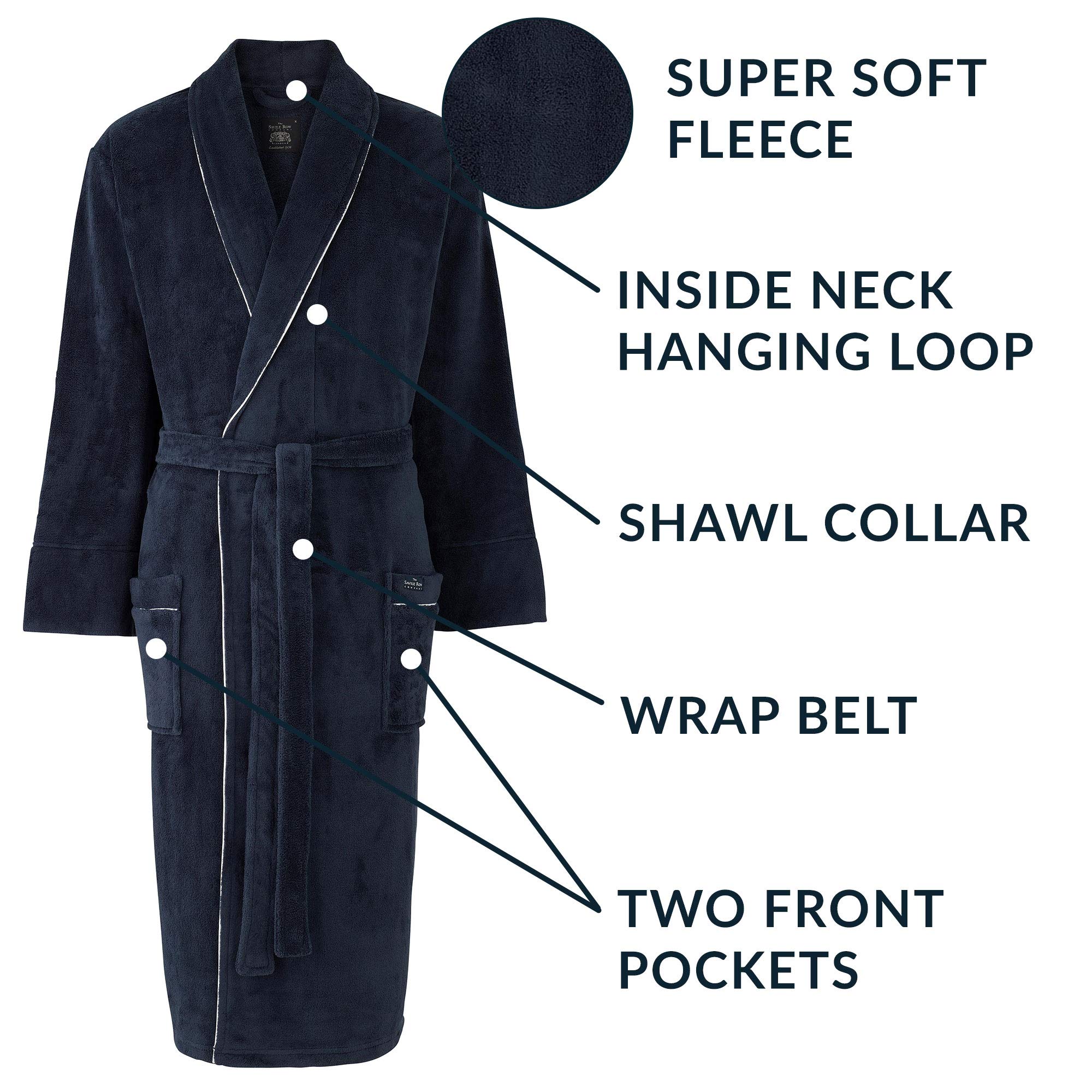 THE SAVILE ROW COMPANY LONDON Men's Lightweight Super Soft Warm Fleece Dressing Gown — view 6