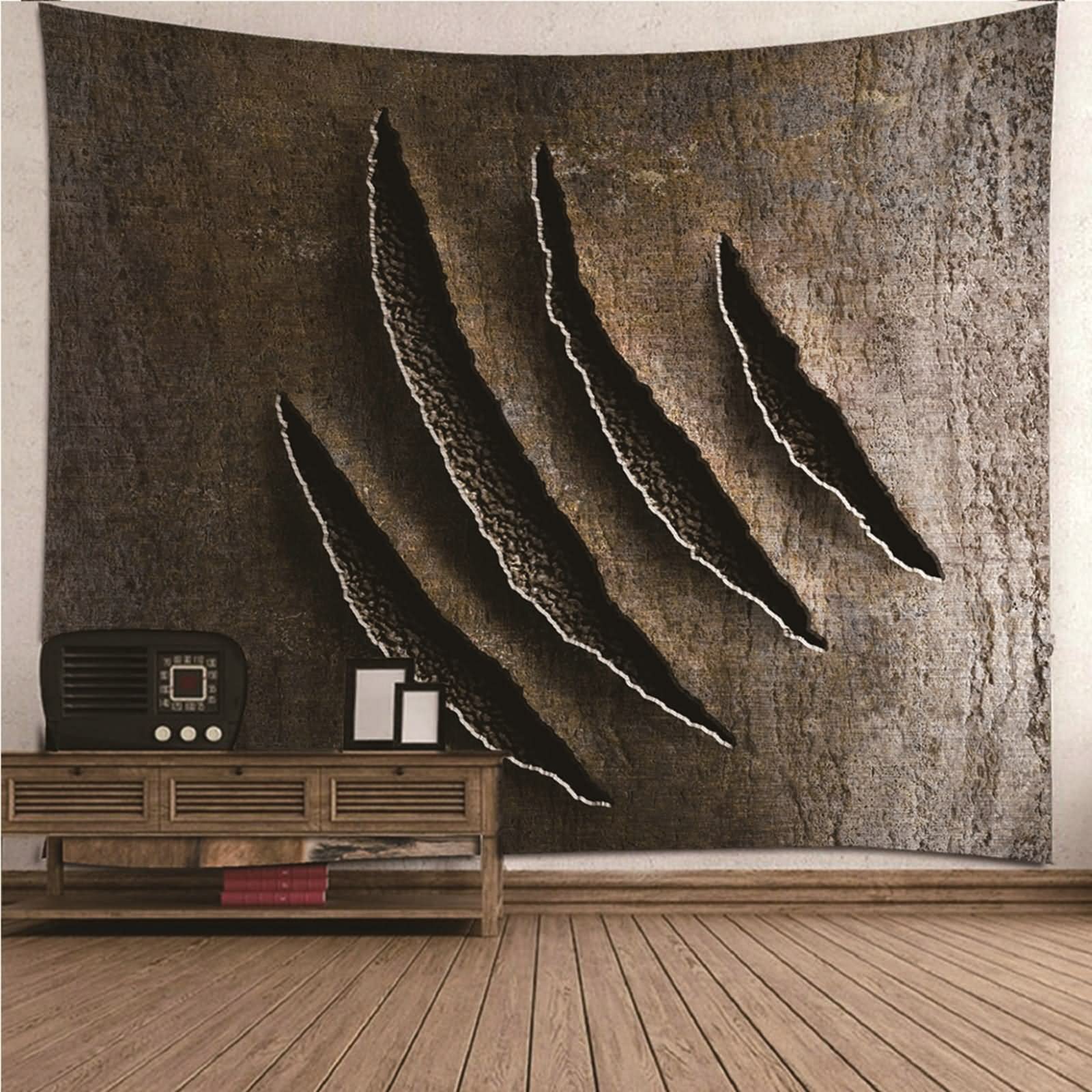 Aotiwe Wandteppich Aesthetic Vintage, Wanddeko Wohnzimmer Rissige Wand aus Polyester Braun 300X260Cm für Wohnung