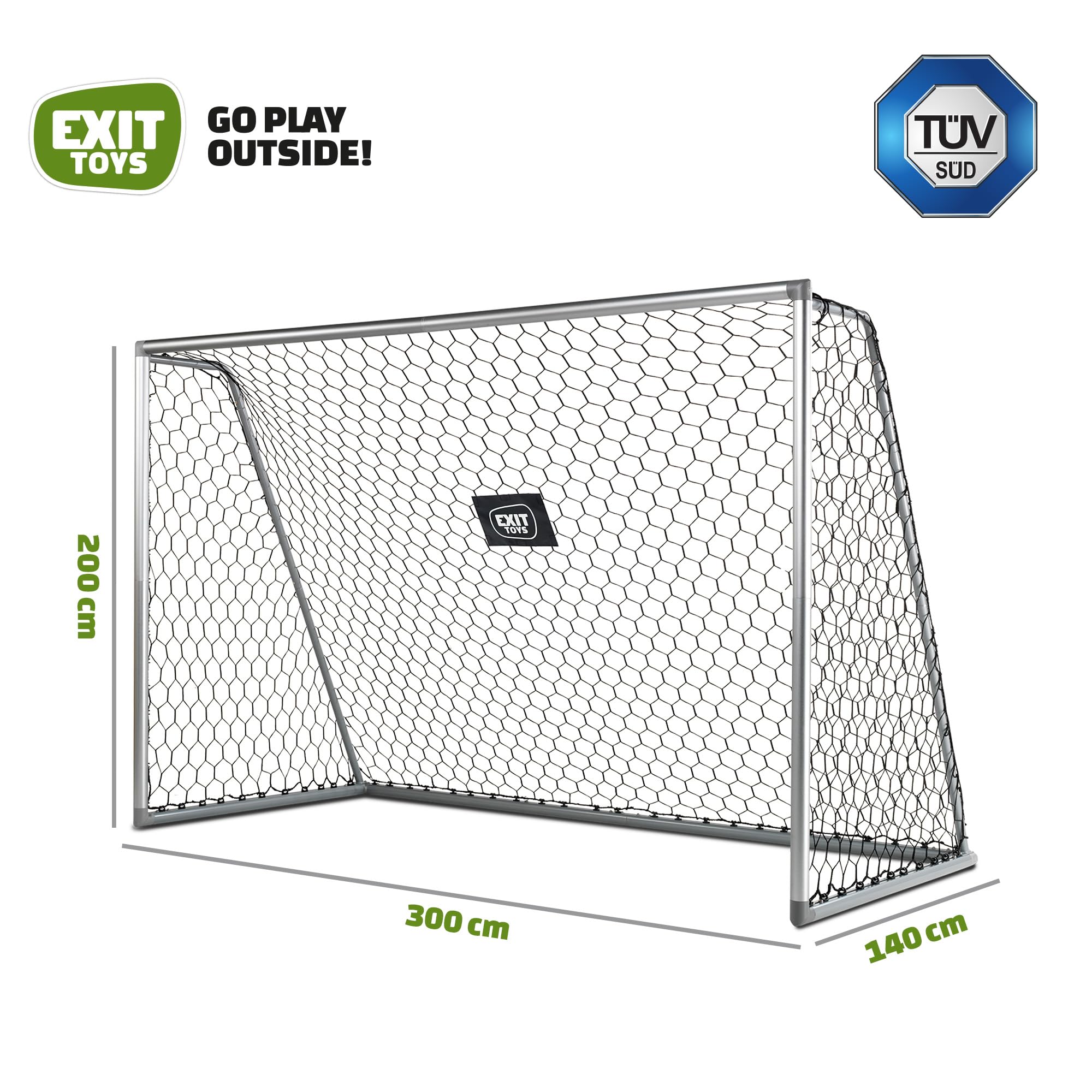 EXIT Scala Aluminium-Fußballtor - Leichtgewicht - Sehr Stabil - Hochwertiges Rostfreies Aluminium - Fußballtore im Garten - Trainiere Deine Fußballfertigkeiten - 300x200cm - Mattsilber