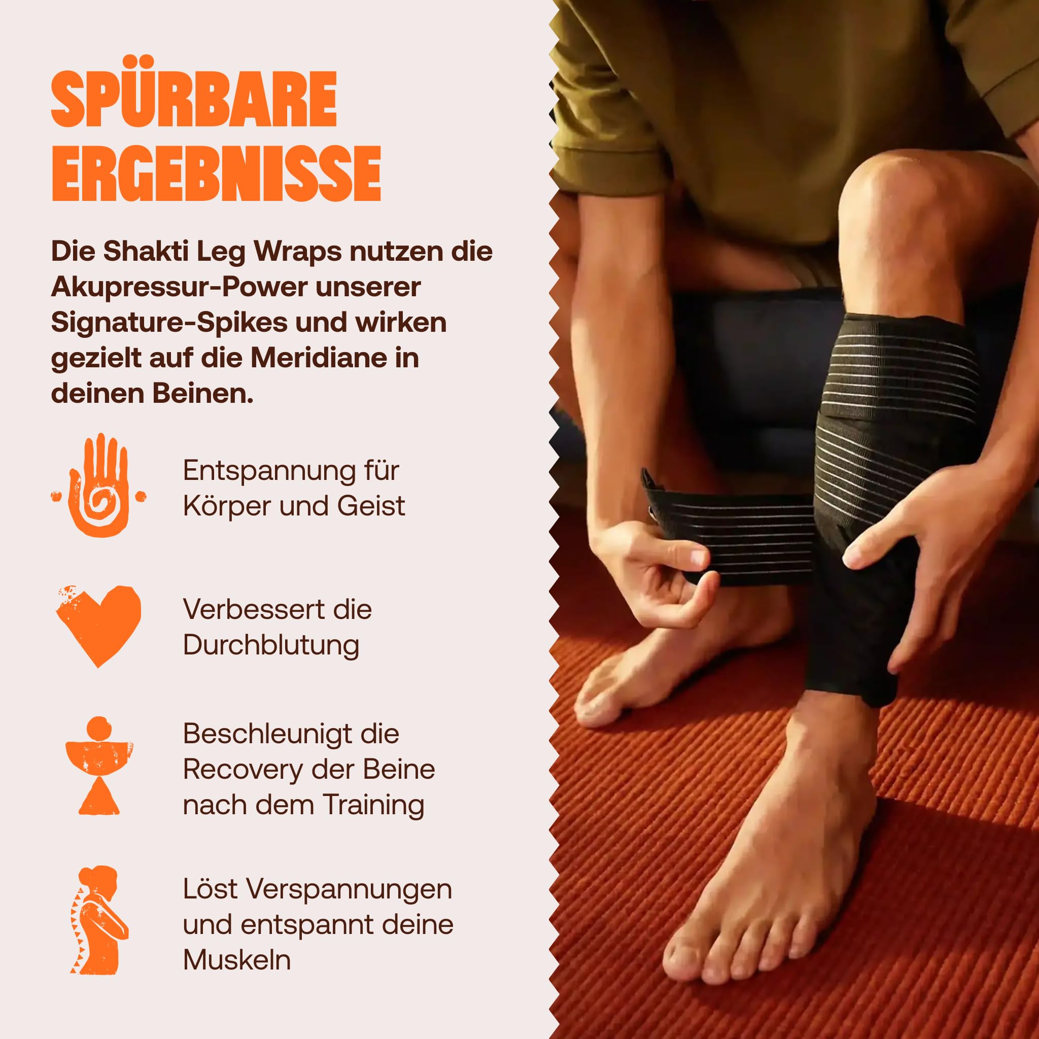 ShaktiMat [Das Original seit 2007 Leg Wraps - Fördert die Durchblutung in den Beinen & entspannt die Muskeln durch Akupressur - Für Läufer, Radfahrer & Sportler aller Arten - Bio-Baumwolle