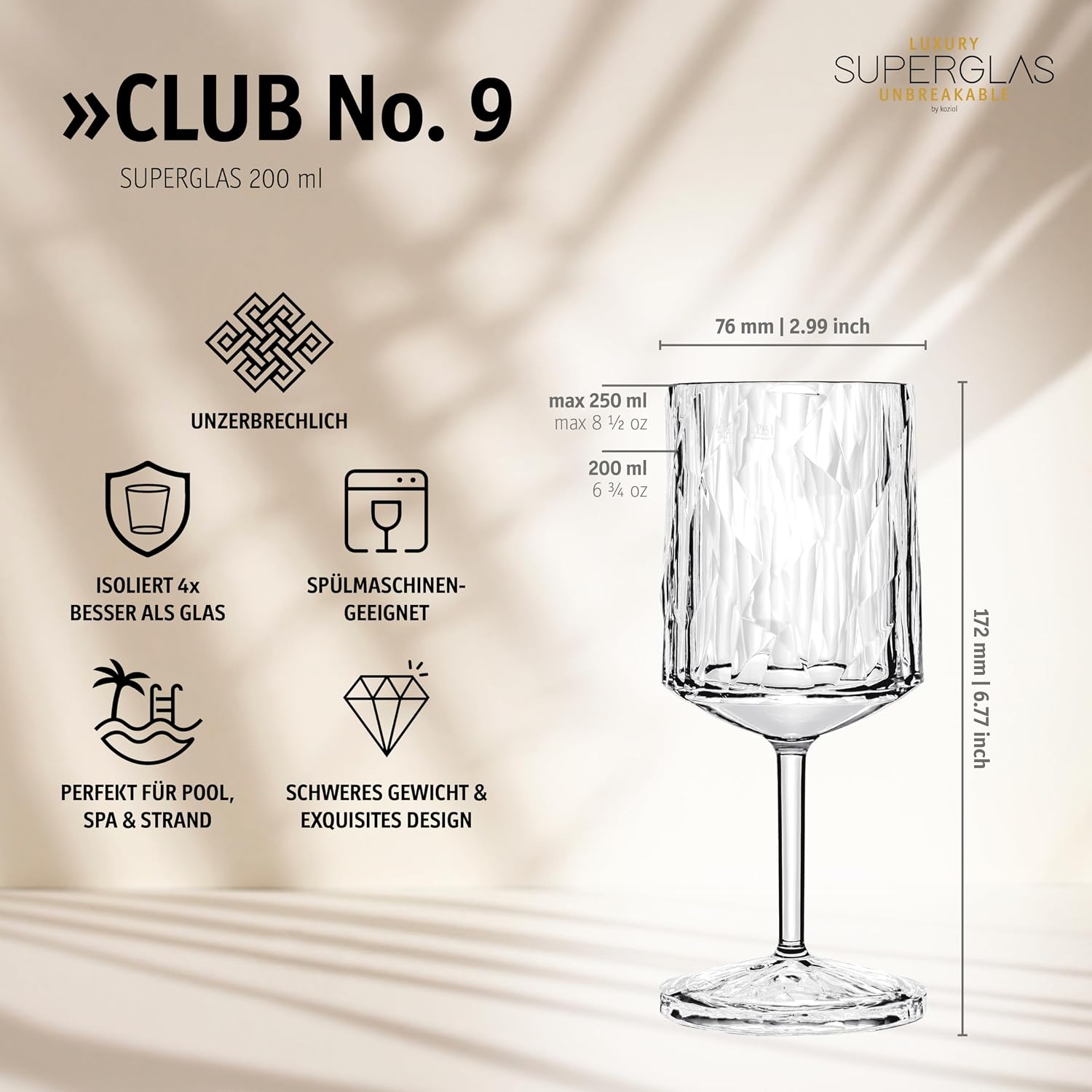 Koziol Superglas 200ml CLUB No. 9 Set of 2