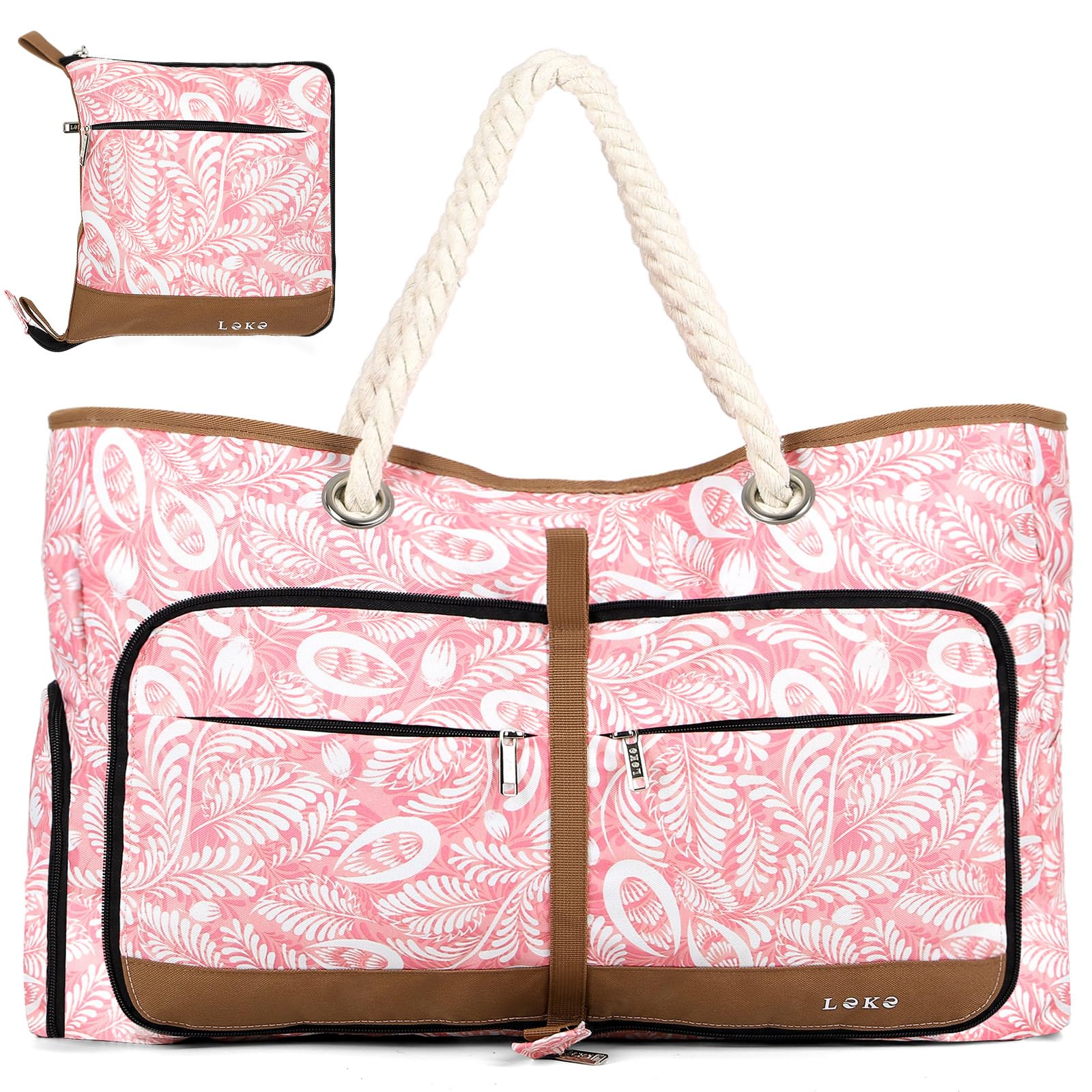Beach Bag for Women - 35L Large Tote Bag, Waterproof & Sandproof, Zippered Carry On Bag for Pool, Beach & Travel