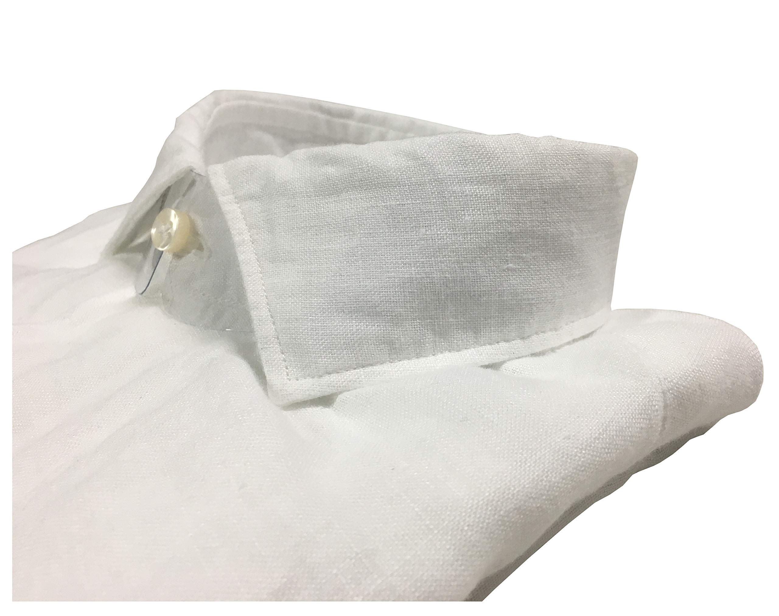Camisa de manga larga para hombre, modelo Nisida, 100% lino 1 Bianco XXX-Large