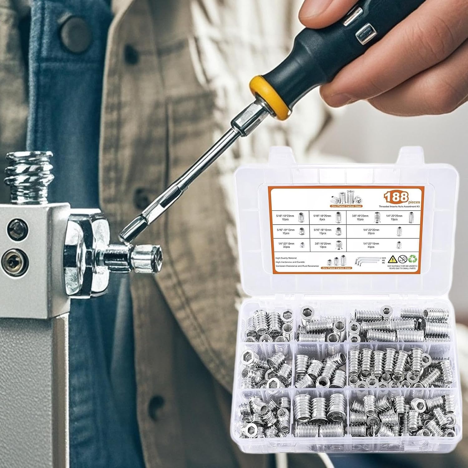 Threaded Insert for Wood,Socket Connector Accessory,Wood Nut Insert Set - for Furniture Printing Bench Woodworking Carpenter Craft
