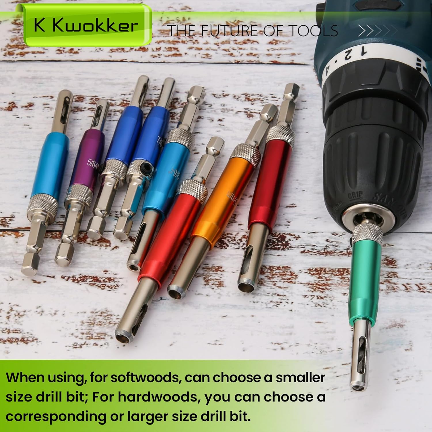 Self Centering Drill Bit Set 1/4" Hex Shank VIX Bit, 5/64" to 1/4" Custom Colorful Hinge Drill Bit Set for Metal Wood Cabinet Door Window Aluminum Copper Stainless Steel