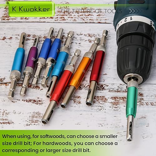 Vista 4 de Self Centering Drill Bit Set 1/4" Hex Shank VIX Bit, 5/64" to 1/4" Custom Colorful Hinge Drill Bit Set for Metal Wood Cabinet Door Window Aluminum