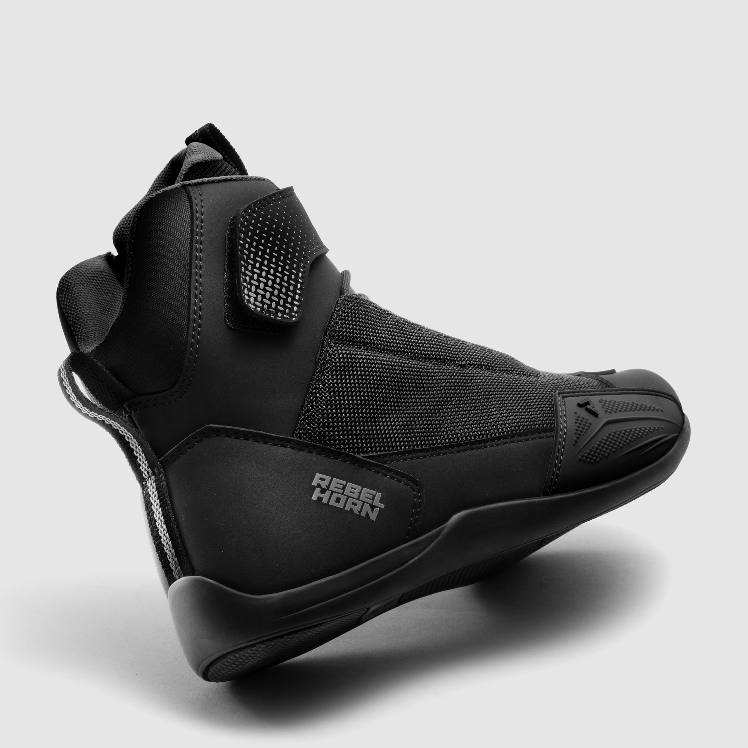 REBELHORN Swift Buty motocyklowe damskie i męskie | Skóra PU | Długi zamek błyskawiczny | Ochraniacze kostek | Wzmocnione palce | Siatkowe panele wentylacyjne | rozmiary do 48