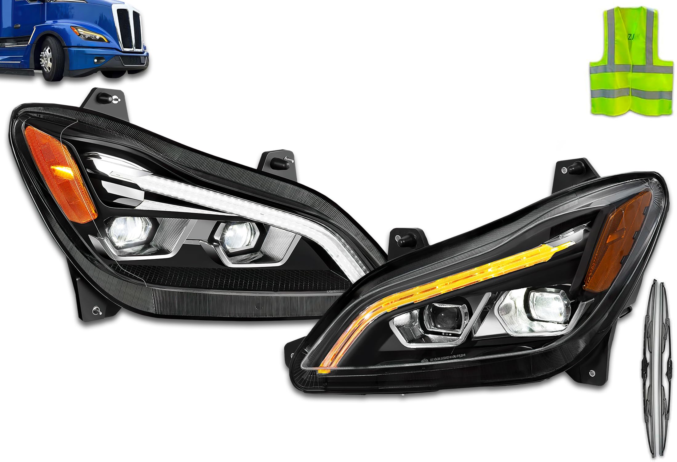 Amazon.com: KOZAK Full LED Headlights Assembly Black Set