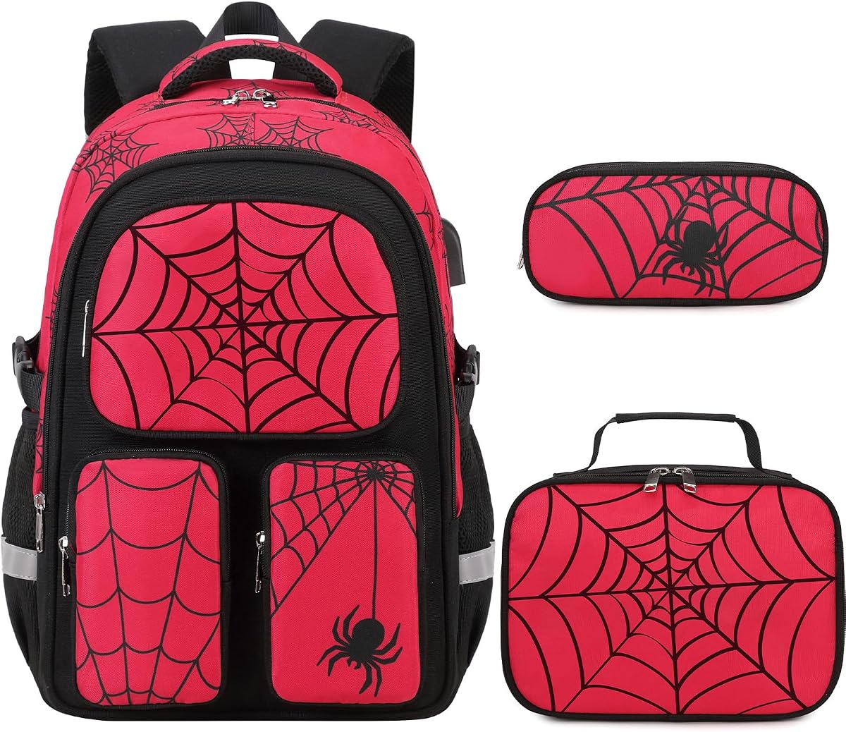 Jafeton School Backpack for Boys, 3 PCS Boy Backpack Set with Lunch Bag & Pencil Pouch, Waterproof Schoolbag for Boys Kids Children Teens, Elementary Middle School, Kids Bookbag Casual Daypack