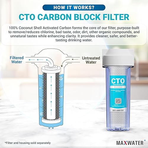 Miniatura 4 de Reemplazo del filtro de agua CTO de bloque de carbón activado, filtro de 5 micras, filtro de 10 pulgadas, sistema de ósmosis inversa y debajo del
