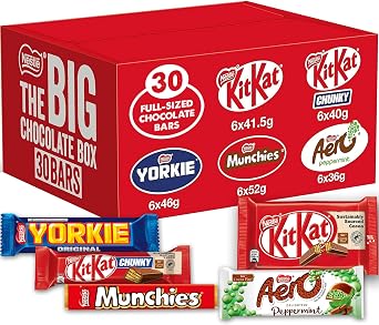 Nestl  The Big Chocolate Box, 30 x Chocolate Bars   KitKat, KitKat Chunky, Yorkie, Aero, Munchies   Sharing Gift, 1.3kg