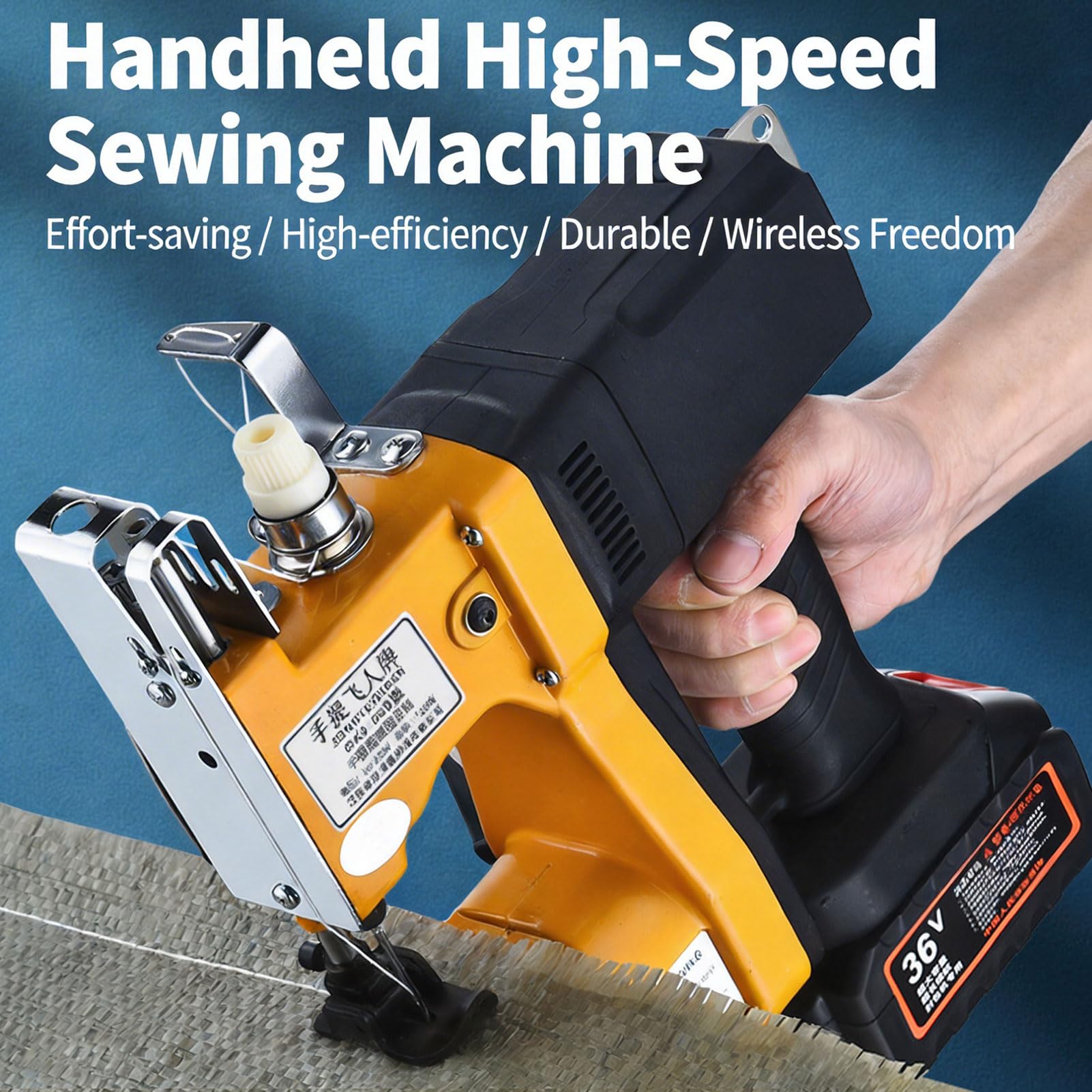 Máquina de coser portátil inalámbrica de mano, costura de bolsas de cuero resistente, manual industrial para encuadernación de alfombras y zapatos de lona 1 Battery 1 Charger
