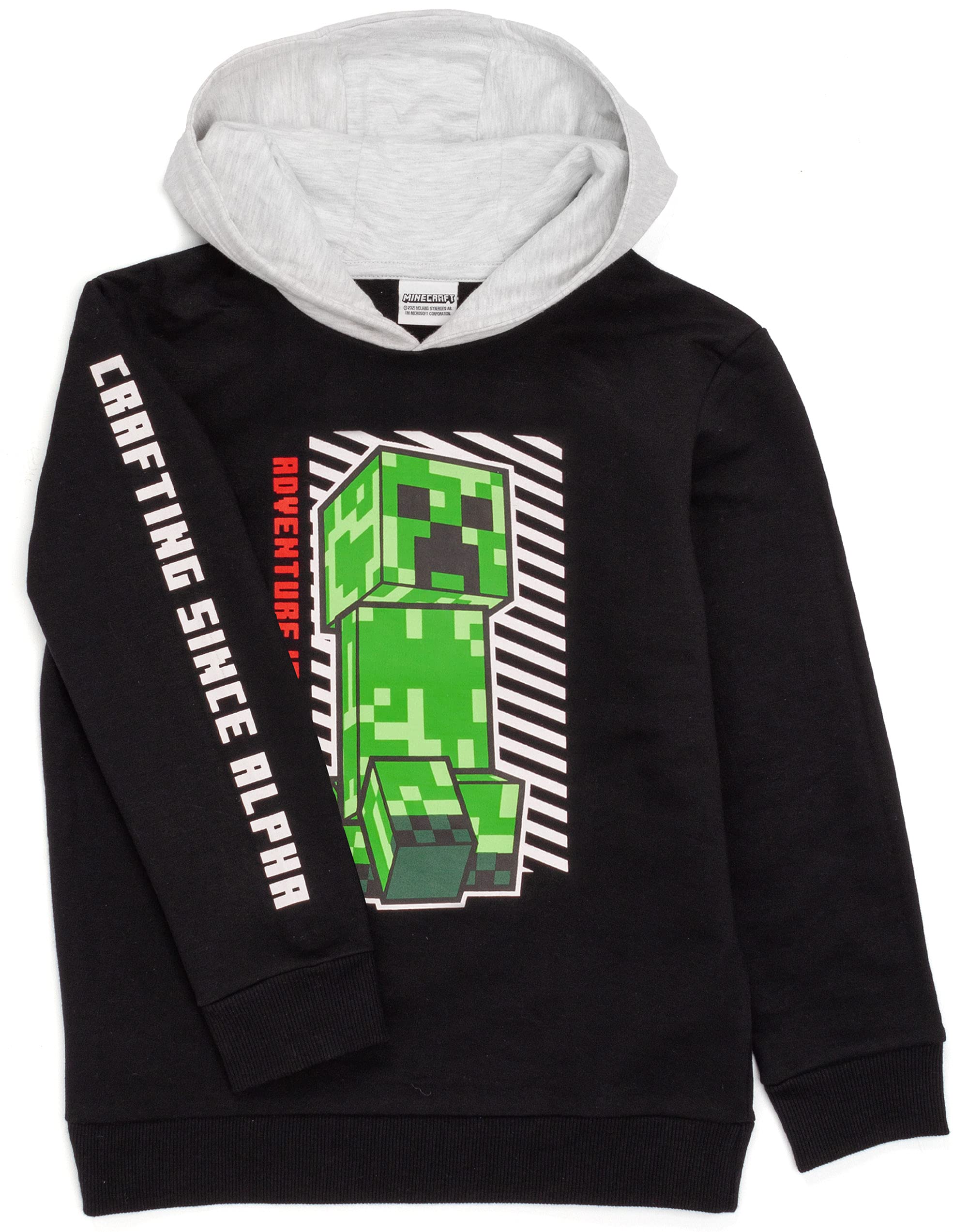Minecraft Hoodie for Boys with Sprites and Creeper Design Options | Black Graphic Hoodie for Kids and Teens | Steve, Skeleton, Zombie | Hoodie with Video Game Villains
