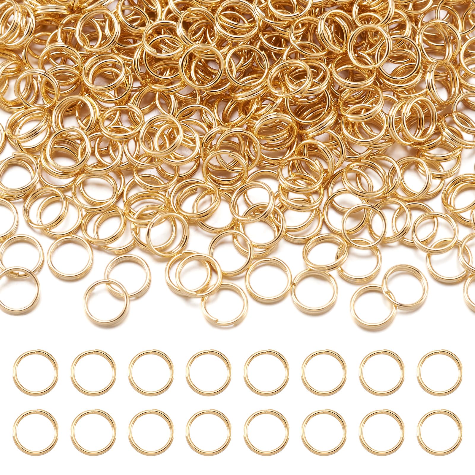 Craftdady 500Pcs Gold Round Split Rings 5mm Stainless Steel Tiny Double Loop Jump Ring Connectors for Key Chain Charm Jewelry Making