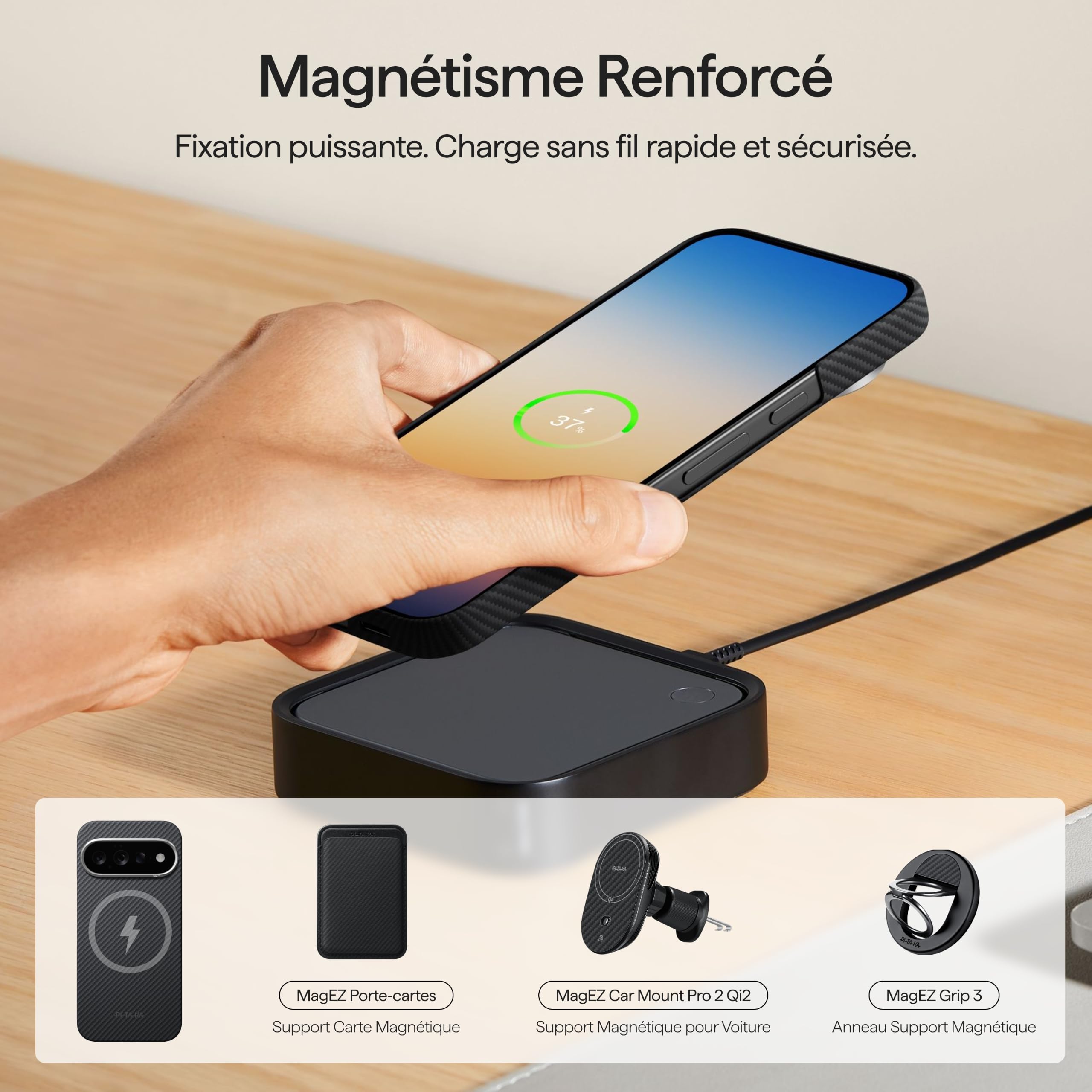 pitaka Coque Magnétique pour Pixel 11 Pro Aramide Mince et Légère Noir