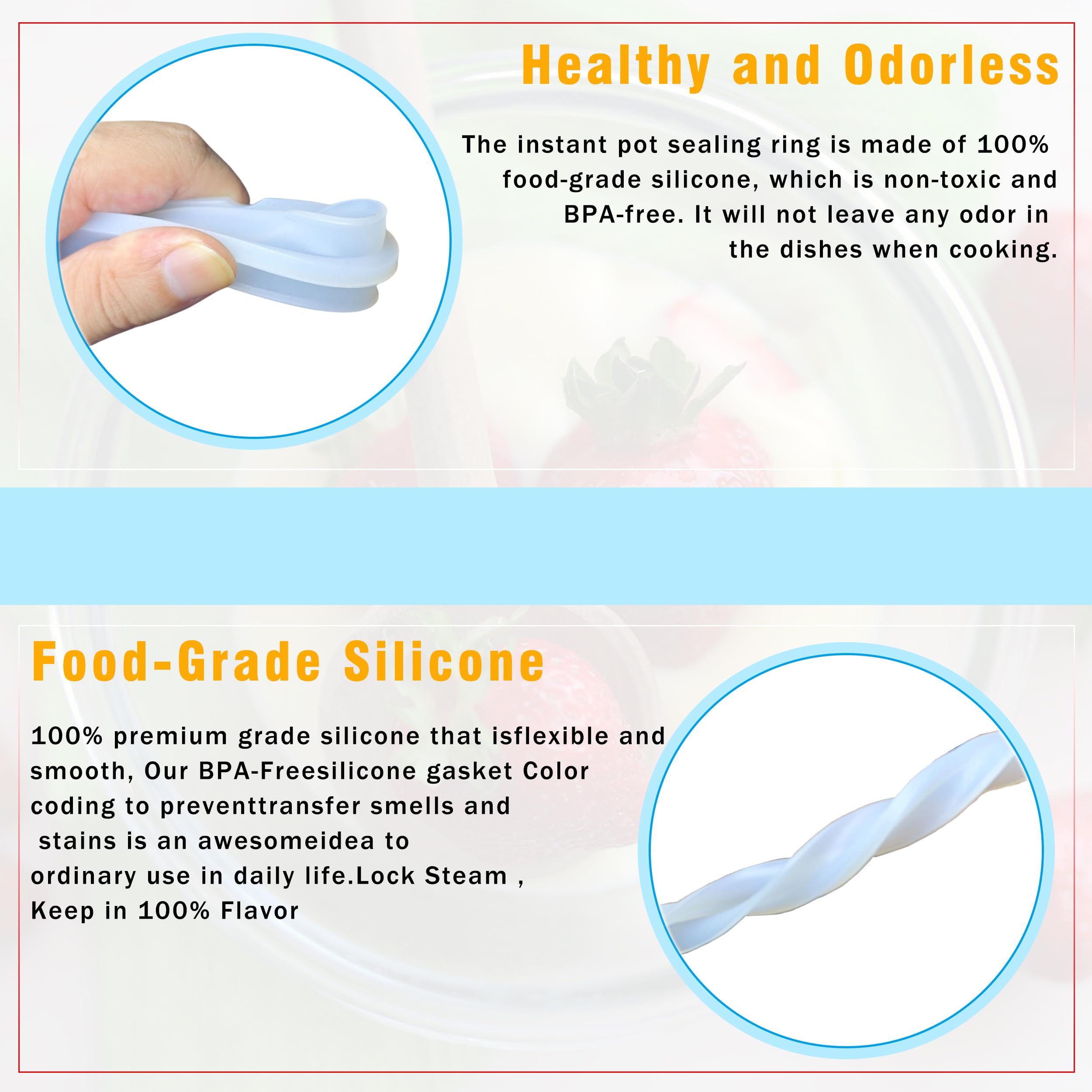 3 accesorios de anillo de sellado de silicona compatibles con Instant Pot, piezas de repuesto de olla a presión eléctrica de 5/6 cuartos para IP-DUO60, DUO50, LUX60, LUX50, CSG60, CSG50